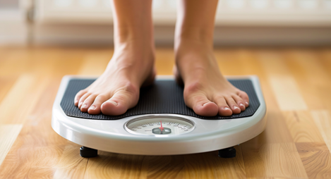 A pair of feet on scales
